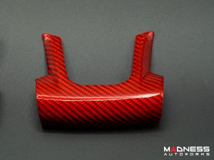 FIAT 500 Steering Wheel Trim Set - 2 pieces - Bottom Trim - Carbon Fiber Red Pearl Finish